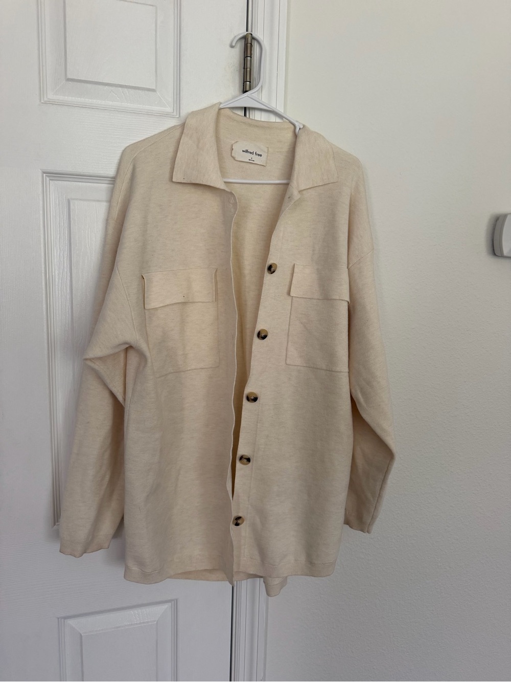 Aritzia Wilfred Free Ronnie Sweater Shacket Cream Bone Size Small